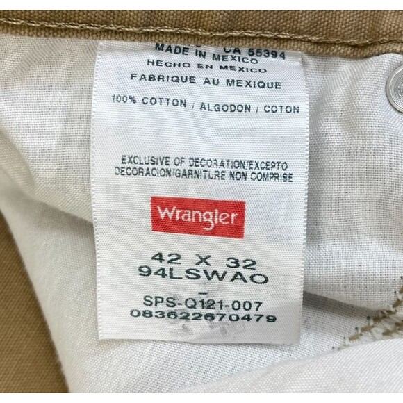 NEW Wrangler Carpenter Pants Men's 42x32 Relaxed Fit Brown Tan Utility Workwear - Picture 5 of 10